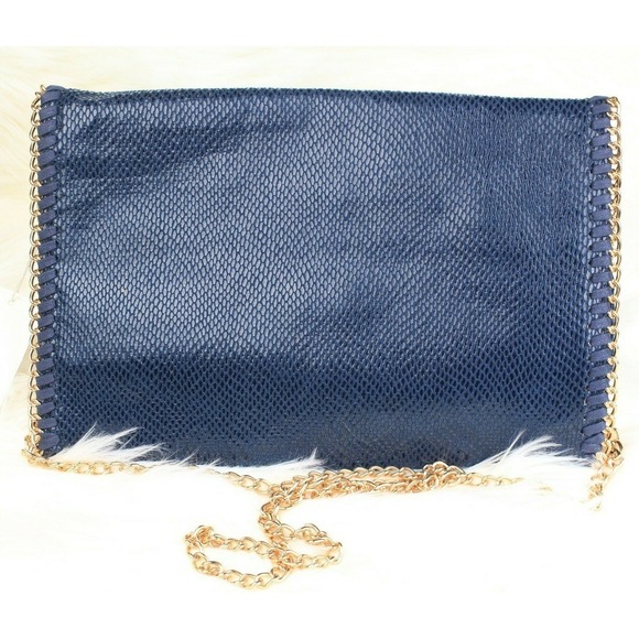Urban Expressions NWT Luxury Clutch Reptile Chain Handcrafted Vegan Leather $65 - Picture 3 of 12